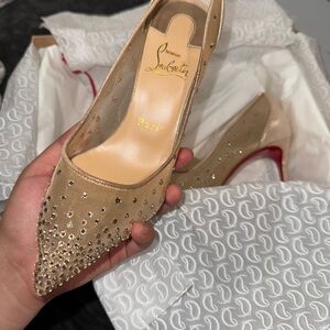 Christian Louboutin Beige Studded Women's Shoes